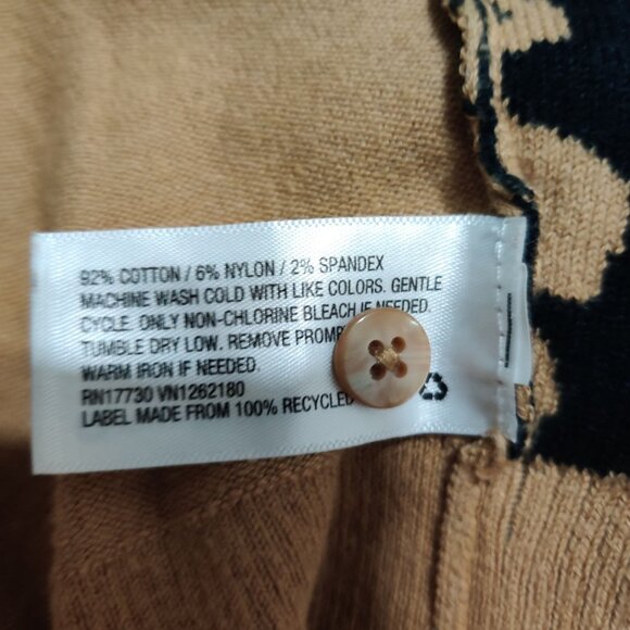 Merona M Cardigan Tan Button Front Leopard Animal Print Sweater Long Sleeve Cute - Picture 8 of 8